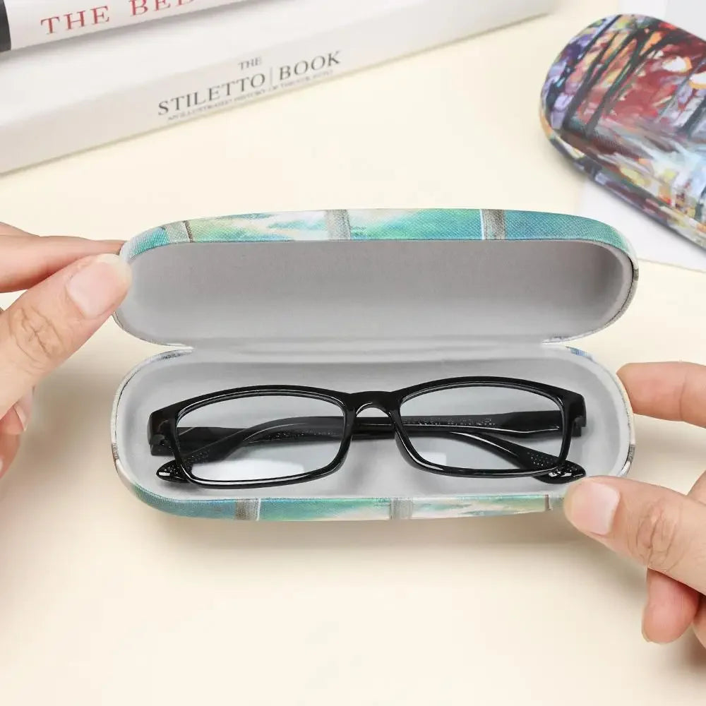 Women Oil Painting Style Floral Print Portable Eyeglasses Accessories Glasses Box Eyeglasses Case Glasses Holder