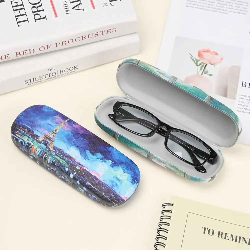 Women Oil Painting Style Floral Print Portable Eyeglasses Accessories Glasses Box Eyeglasses Case Glasses Holder