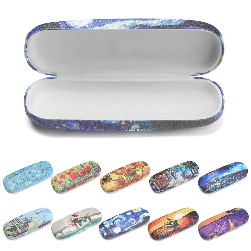 Women Oil Painting Style Floral Print Portable Eyeglasses Accessories Glasses Box Eyeglasses Case Glasses Holder