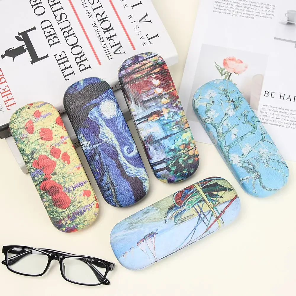 Women Oil Painting Style Floral Print Portable Eyeglasses Accessories Glasses Box Eyeglasses Case Glasses Holder